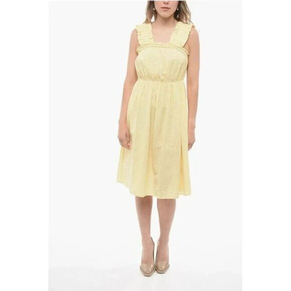 Barbour Sunrise Yellow Check Seersucker Abbey Dress NWT $130 Size 14 - Picture 1 of 9